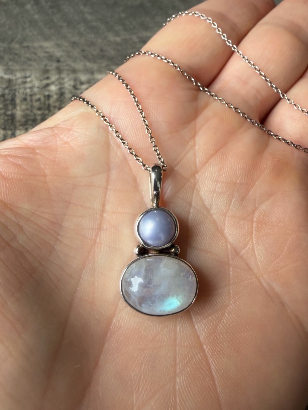 Vintage Moonstone and Pearl Necklace